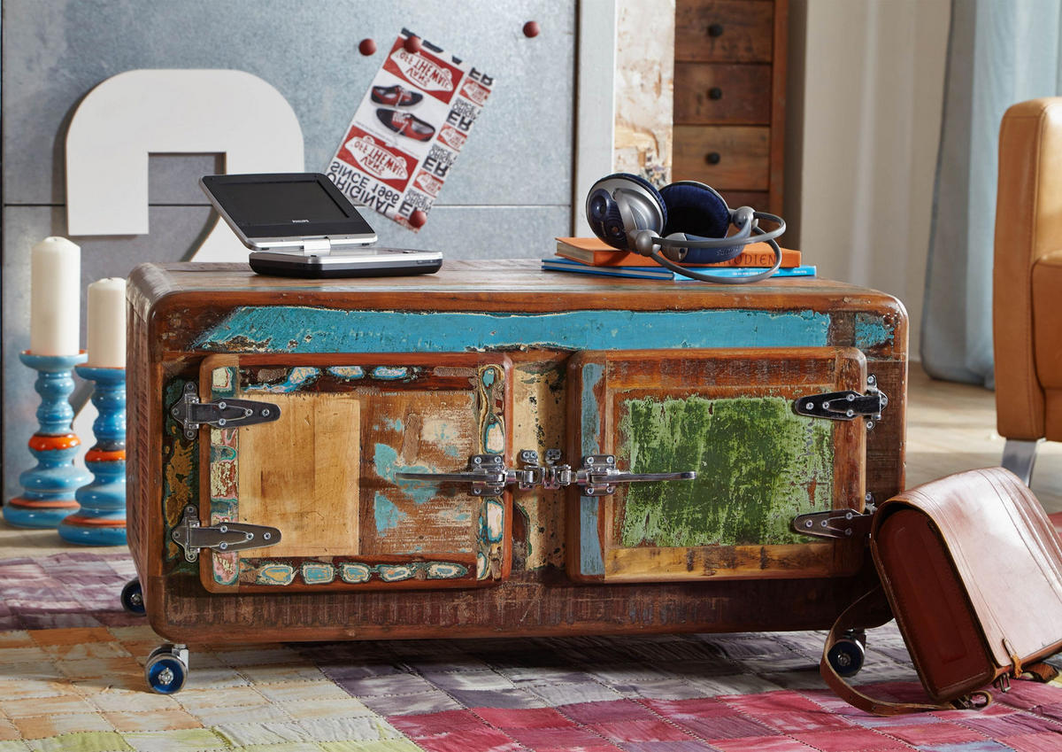 COUCHTISCH Altholz 90x60x40 mehrfarbig lackiert FREEZY #20 - Multicolor, Holz (90/60/40cm) - Massivmoebel24
