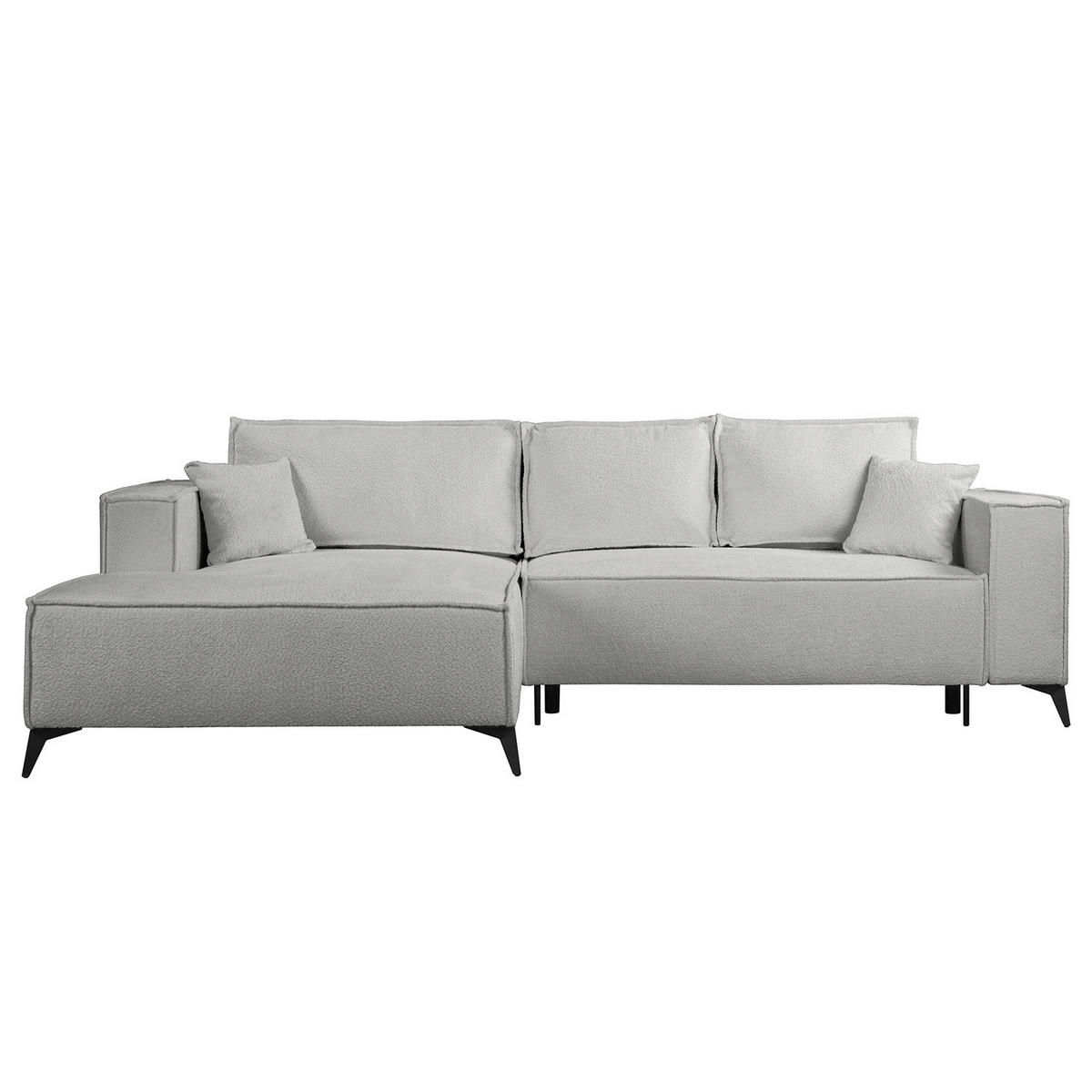 ECKSOFA mit Schlaffunktion - Schwarz/Grau, Textil (294/185cm) - home24