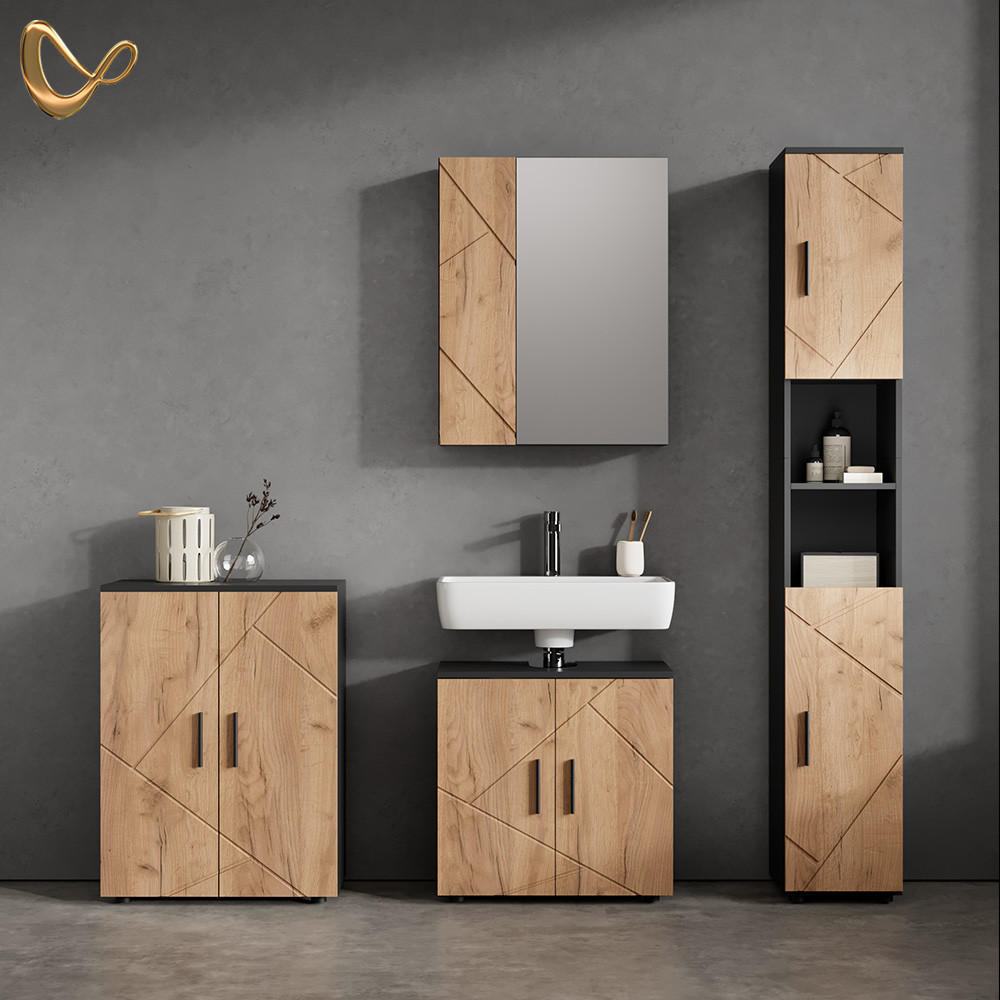 SPIEGELSCHRANK Ronco Anthrazit/Goldkraft Eiche 60 x 75 cm - Honigeiche/Anthrazit, Holzwerkstoff (60/75/17.2cm) - Livinity®