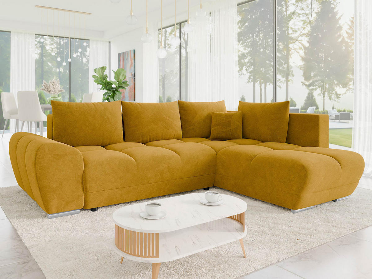 ECKSOFA Forest, Seite: Rechts - Currygelb/Schwarz, Holz/Kunststoff (290/183cm) - MIRJAN24