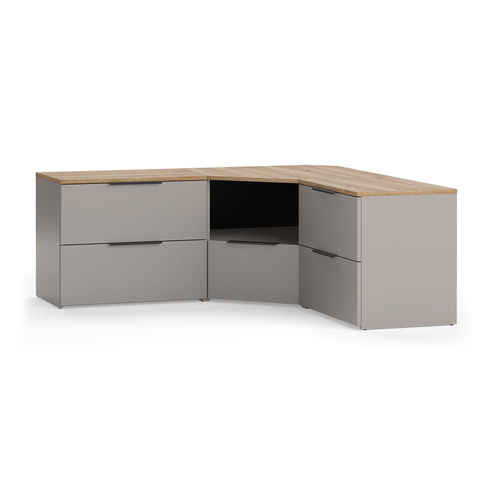 WOHNWAND Wido Greige 3 Teile - Greige/Sonoma Eiche, Holzwerkstoff (68/50/68cm) - Vicco