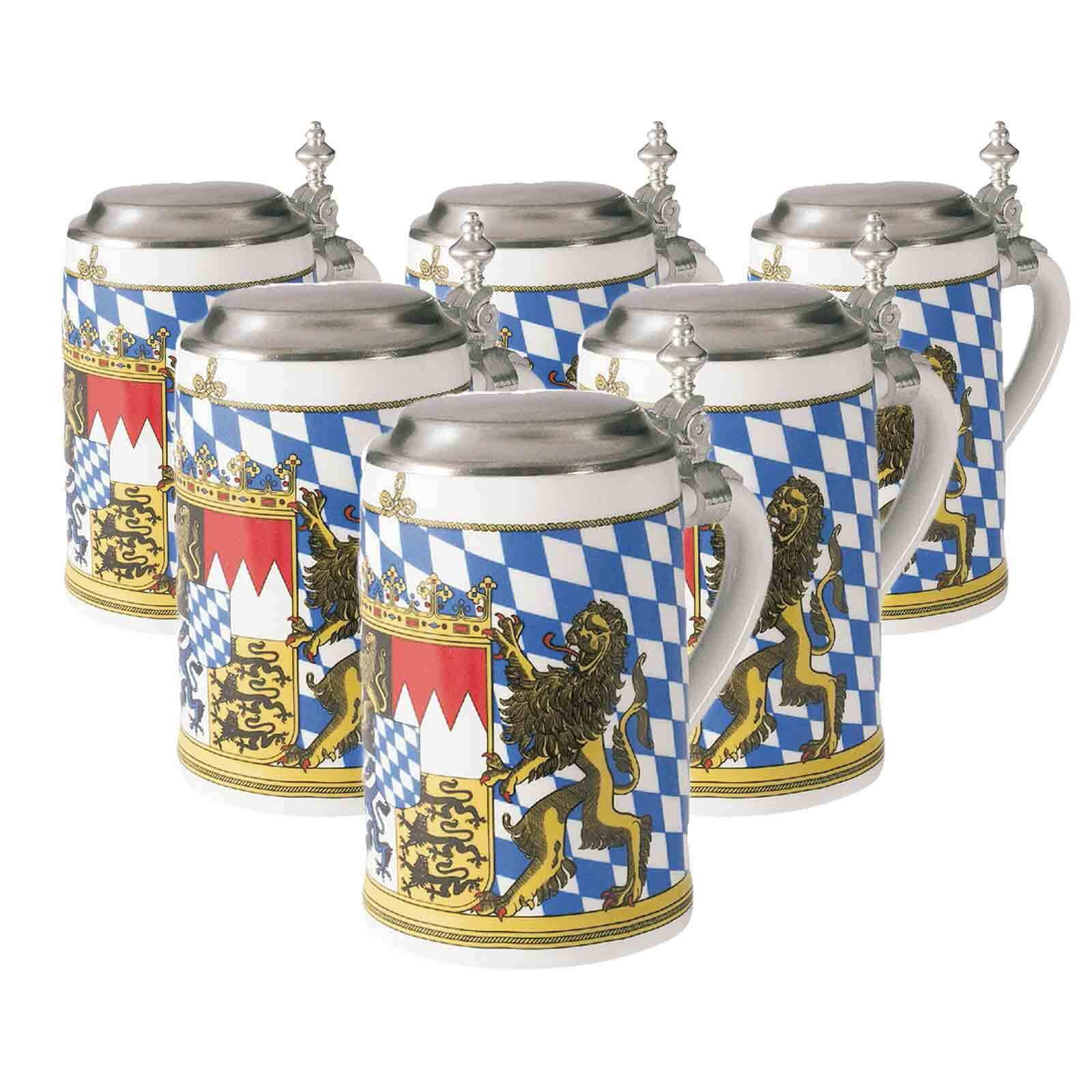 BIERKRÜGE MIT DECKEL Bayern bunt 0,75 l 6er Set - Multicolor, Keramik (0.75L) - Seltmann Weiden