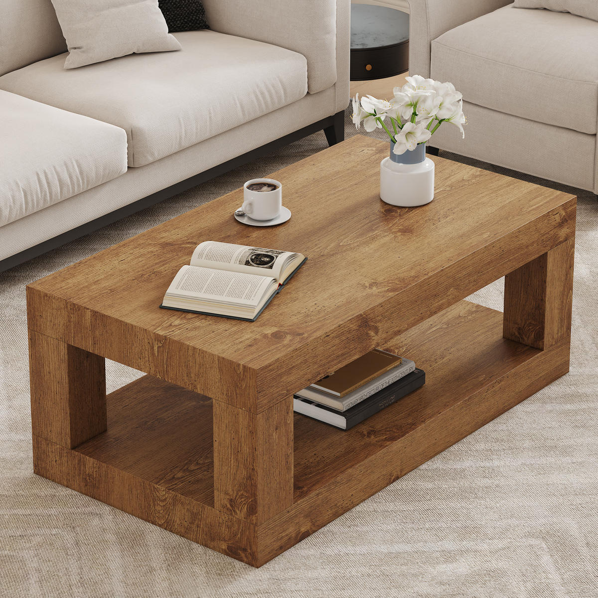 COUCHTISCH Holzfarben 93/53/45,5 cm - Naturfarben, Holzwerkstoff (53/93/45.5cm) - PANGIVO