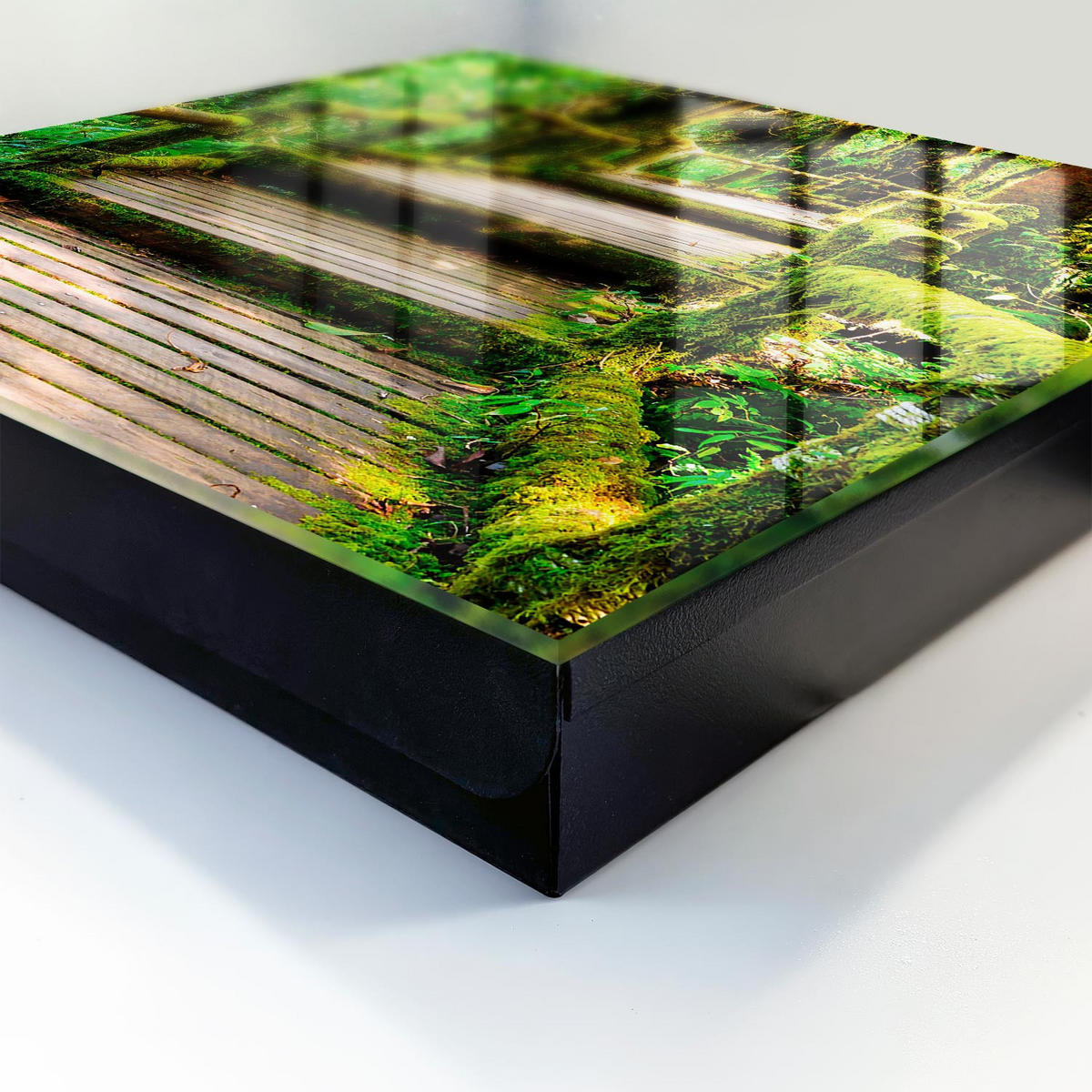 SCHLÜSSELBOX Schwarz 30x30 cm- Türöffnung nach rechts - Waldbrücke - Grün, Metall (30/30/5cm) - TULUP