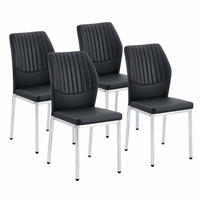 ESSZIMMERSTUHL 4er-Set Höhe 93 cm PU-Leder Schwarz/Silber - Silberfarben, Metall (42.6/93/43cm) - Meubliv