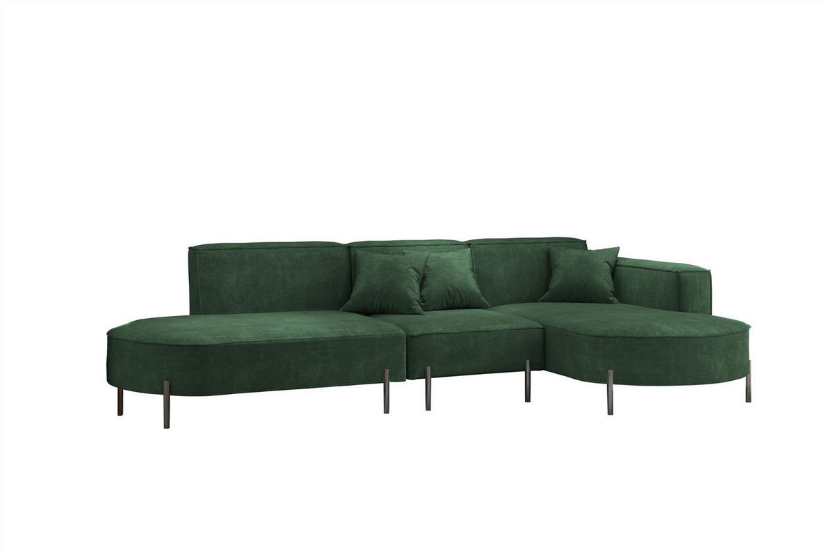 ECKSOFA Valencia - Dunkelgrün, Holzwerkstoff/Textil (321/165cm) - Fun Möbel