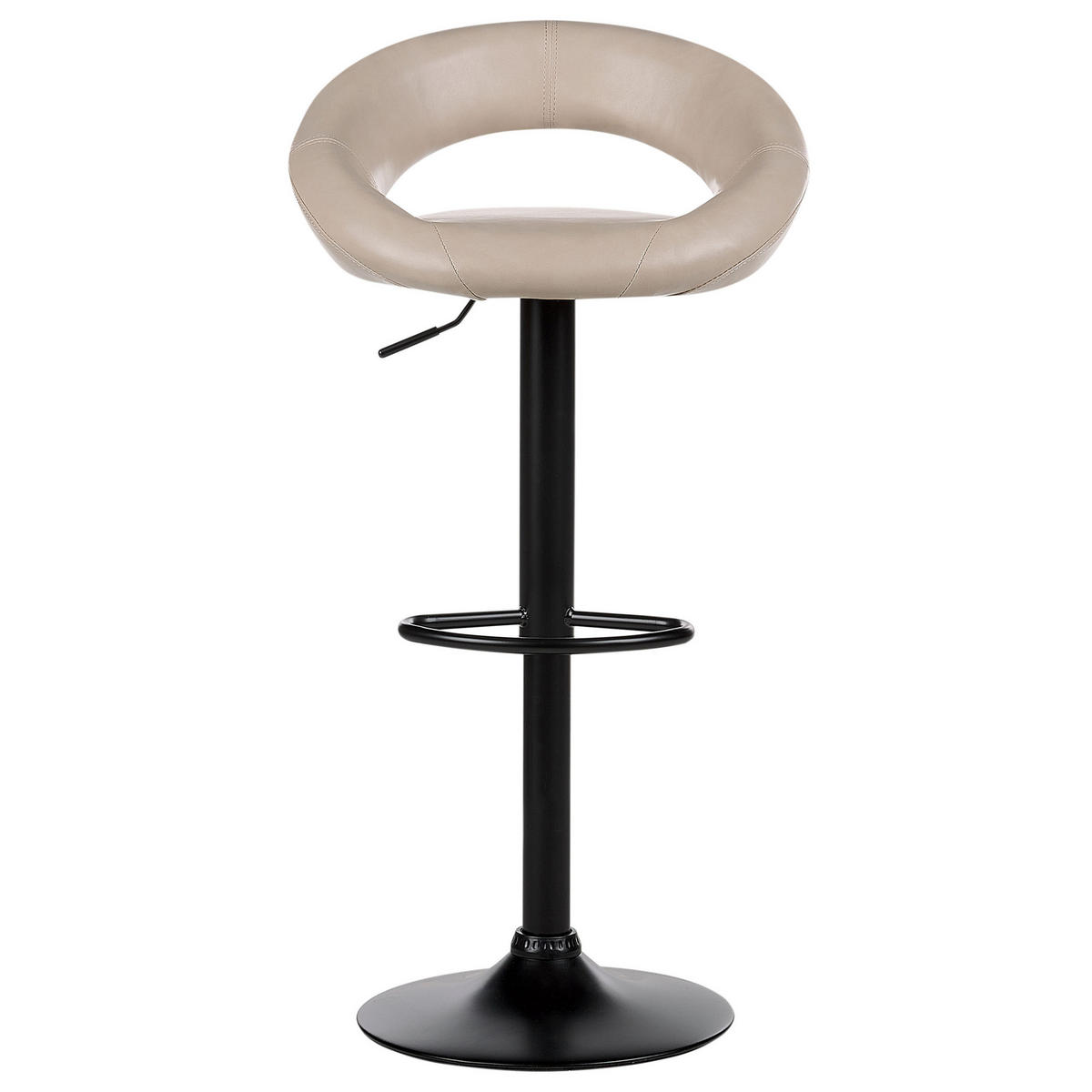 BARHOCKER 2er-Set Kunstleder hellbeige/schwarz höhenverstellbar Peoria - Beige/Schwarz, Kunststoff (53/48cm) - Beliani