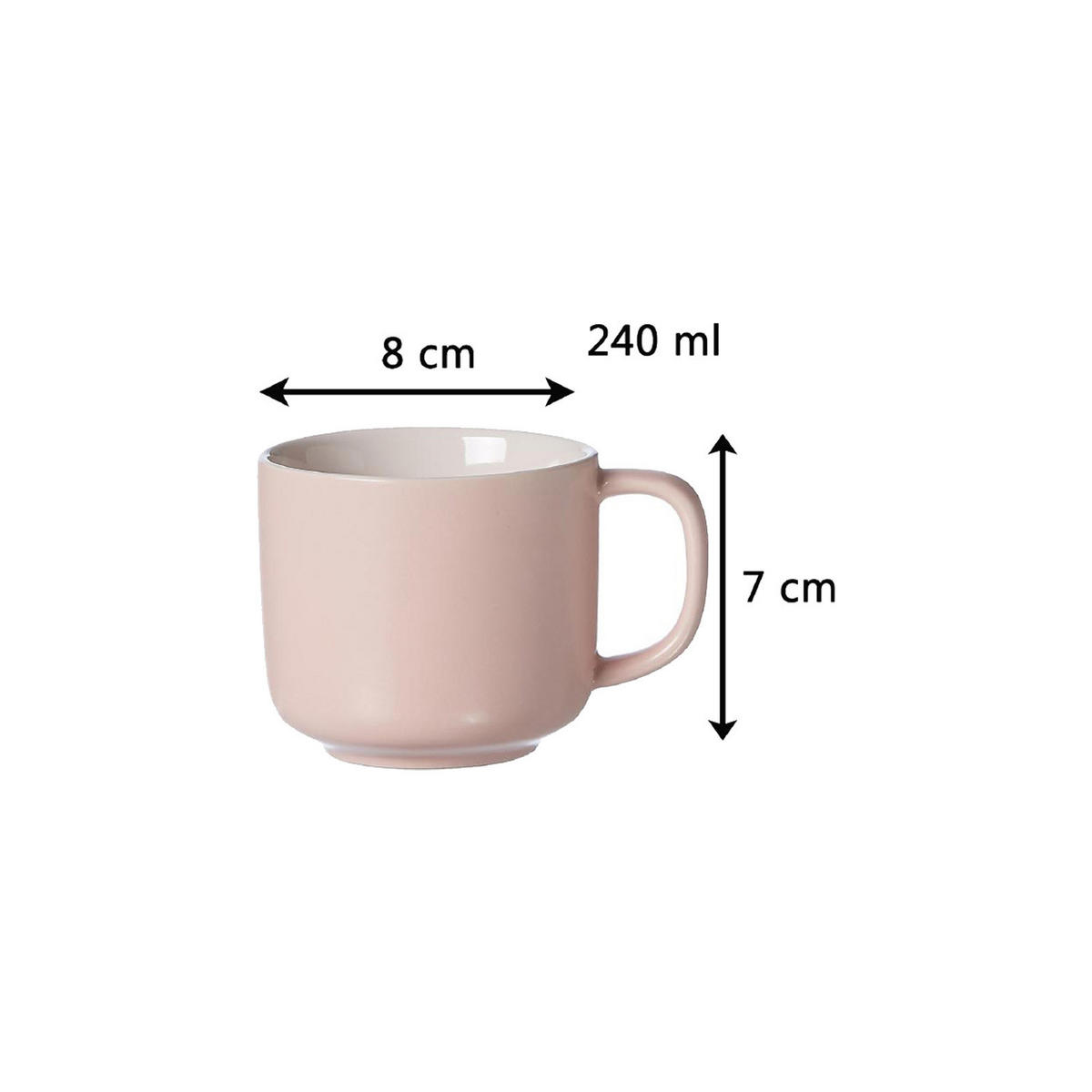 KAFFEETASSEN MIT UNTERTASSEN Jasper Rosa 240 ml 4er Set - Rosa, Keramik (15/9/15cm) - Ritzenhoff Breker