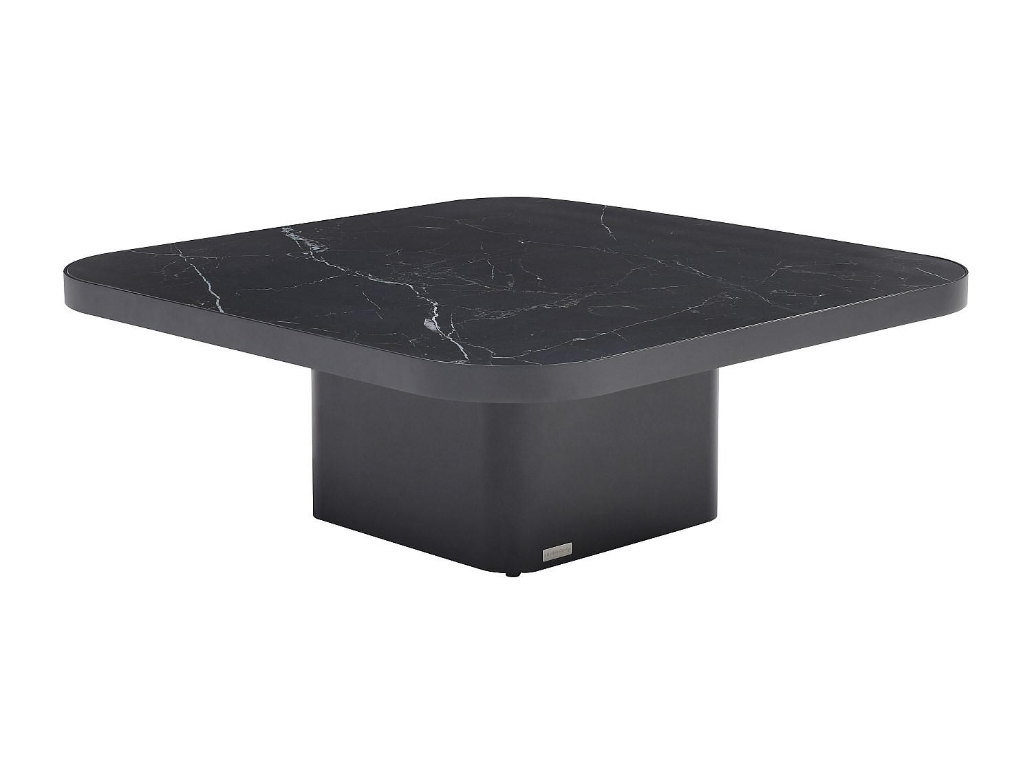 COUCHTISCH - Keramik, Glas & Metall - Marmor-Optik Schwarz - NALESIA - Schwarz, Glas (90/90/33cm) - Vente-Unique