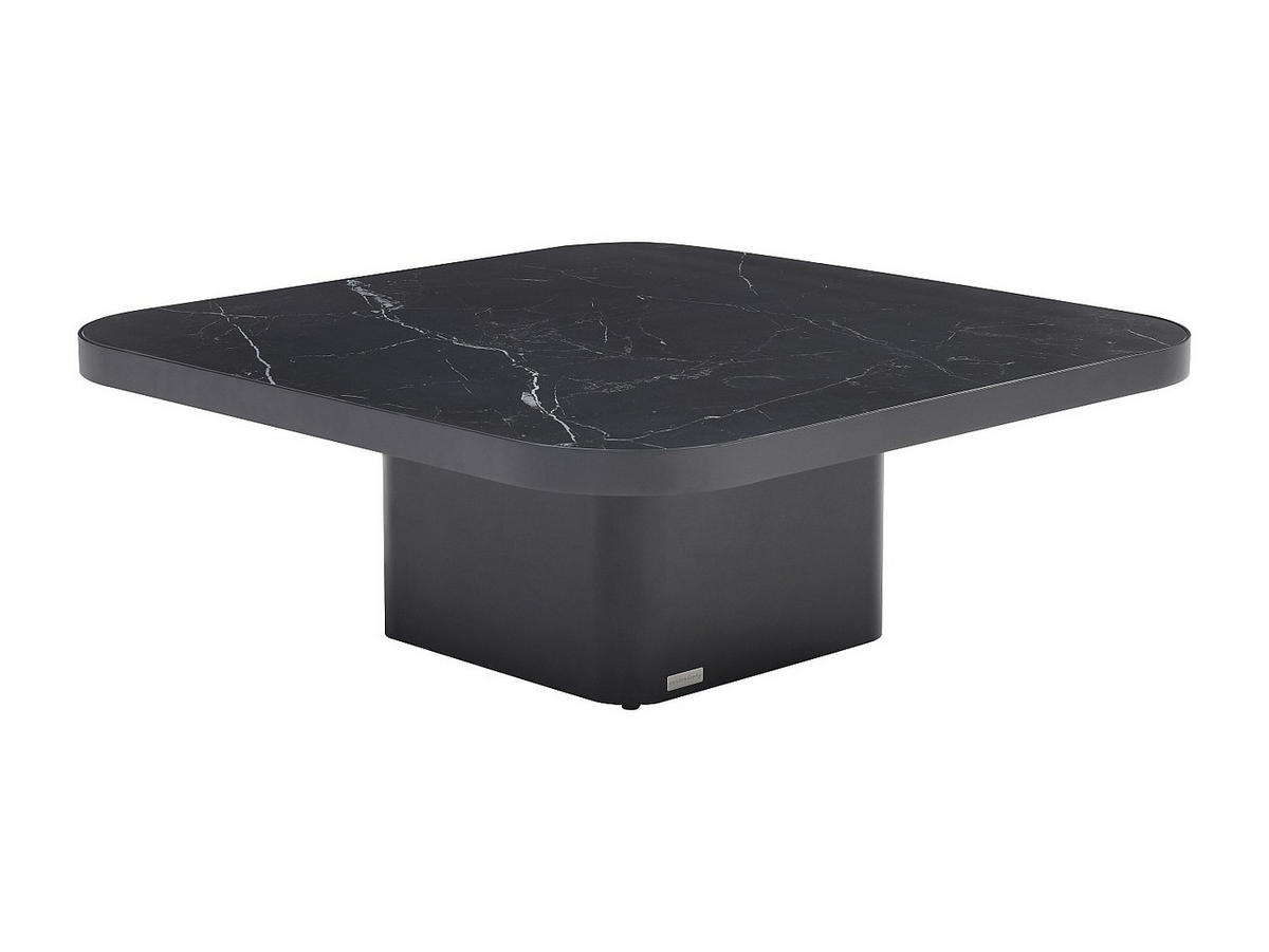 COUCHTISCH - Keramik, Glas & Metall - Marmor-Optik Schwarz - NALESIA - Schwarz, Glas (90/90/33cm) - Vente-Unique