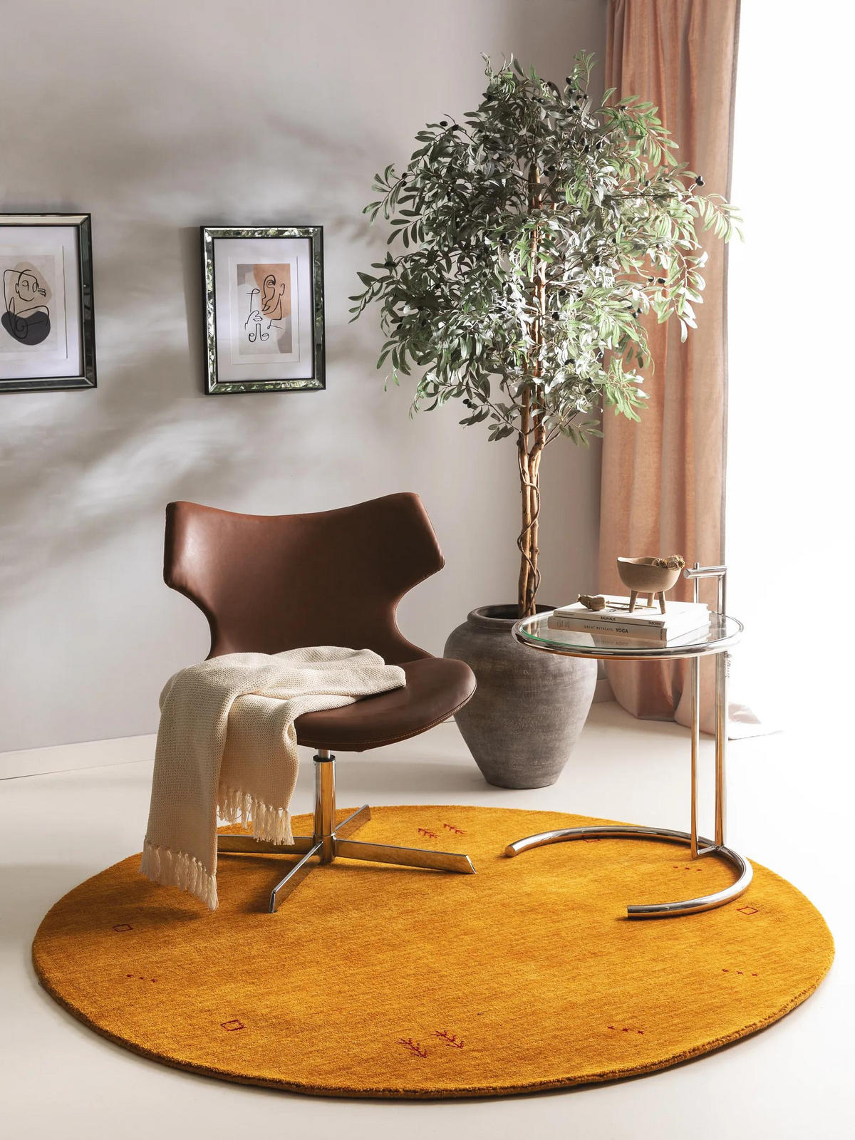 WOLLTEPPICH rund Jamal Gelb ø 200 cm rund - Gelb, Textil (200/200cm) - benuta Nest