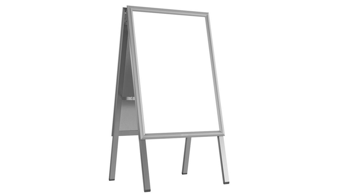 DOPPELSEITIGE Werbetafel, Kundenstopper, Größe: A2, in einem silbernen Aluminiumrahmen - Weiß, Metall (46/56/87cm) - ALLboards