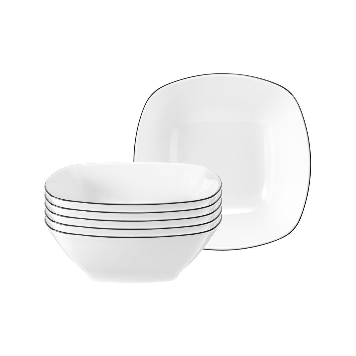 DESSERTSCHALEN Lido Black Line weiß 15 x 15 cm 6er Set - Weiß, Keramik (1cm) - Seltmann Weiden