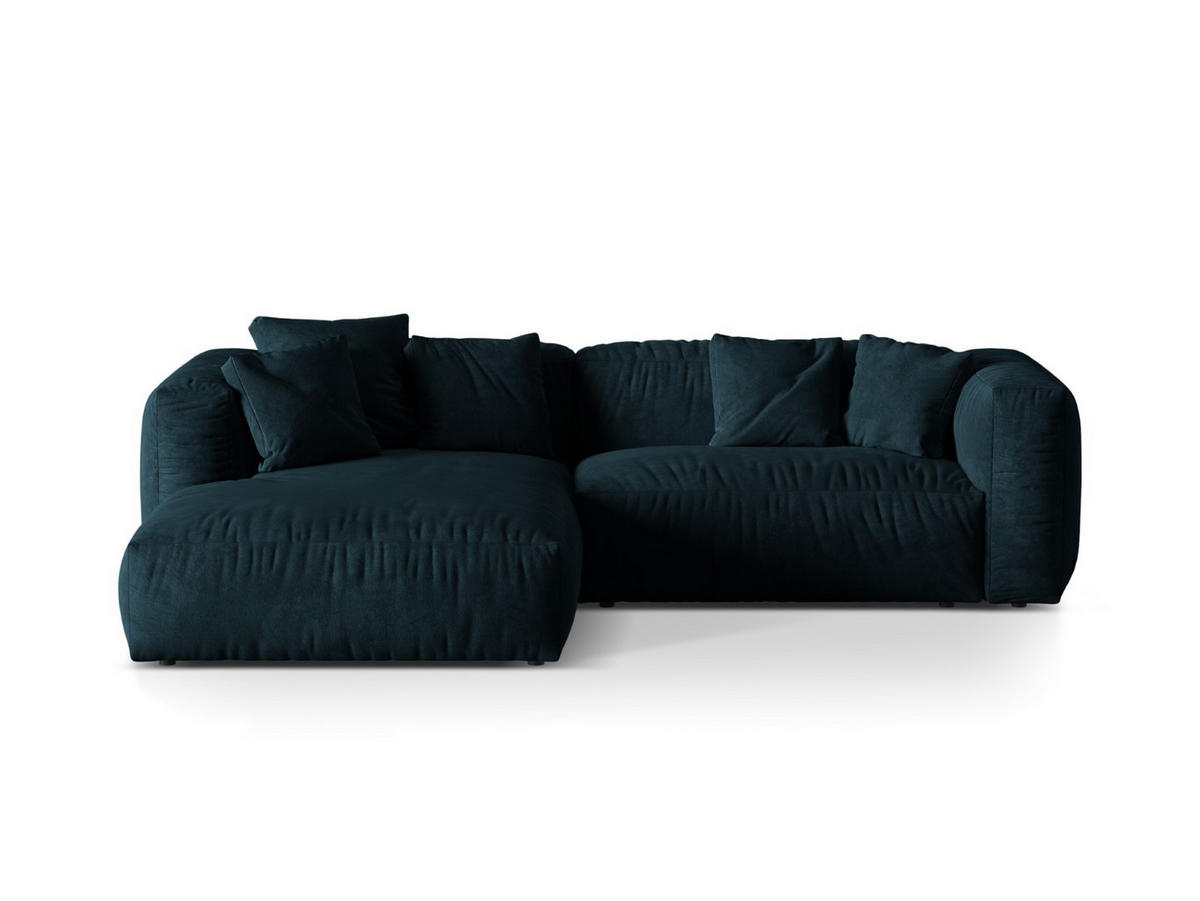 ECKSOFA modular links Martina aus Samt dunkel petrol 2 Sitzplätze - Petrol, Textil (176/283cm) - Micadoni