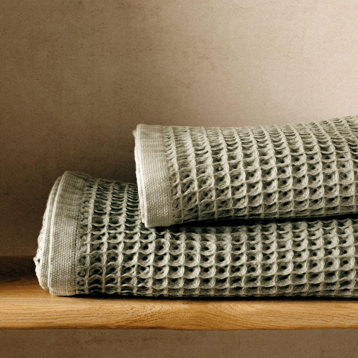BADETUCH Vaffel Pistazie 70/130 cm - Grün, Textil (70/130cm) - Homla