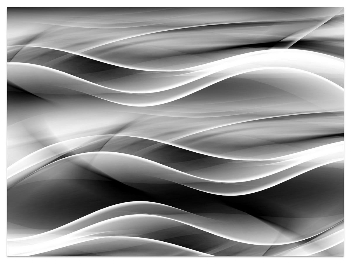 FOTOTAPETE für Badezimmer Abstrakte Monochrom Wellen Modern 100x70 - Schwarz/Weiß, Papier (100/70cm) - Muralo