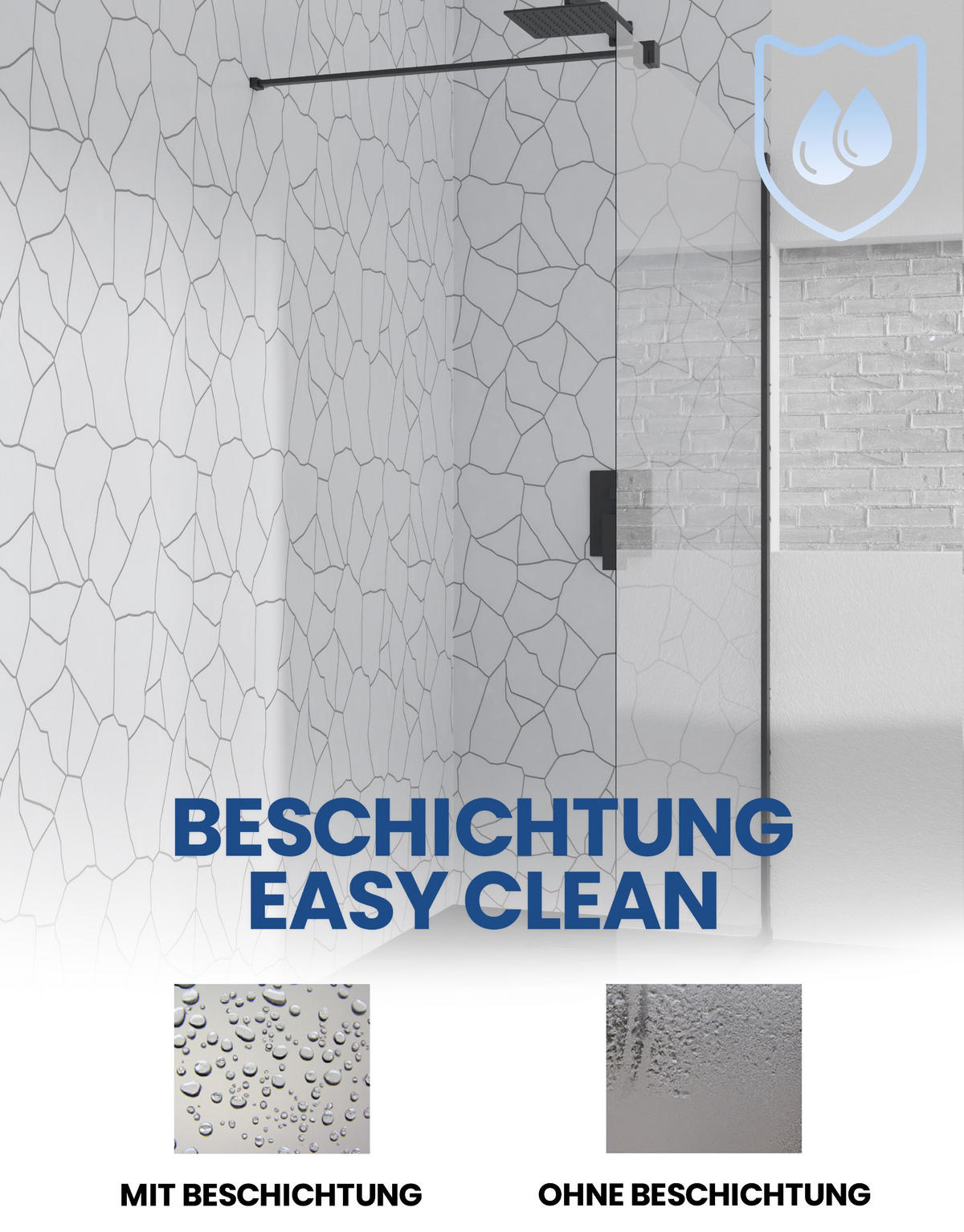 DUSCHTRENNWAND Ketil transparent/schwarz, 8 mm, 120/195 cm - Schwarz, Glas (120/195cm) - bad land
