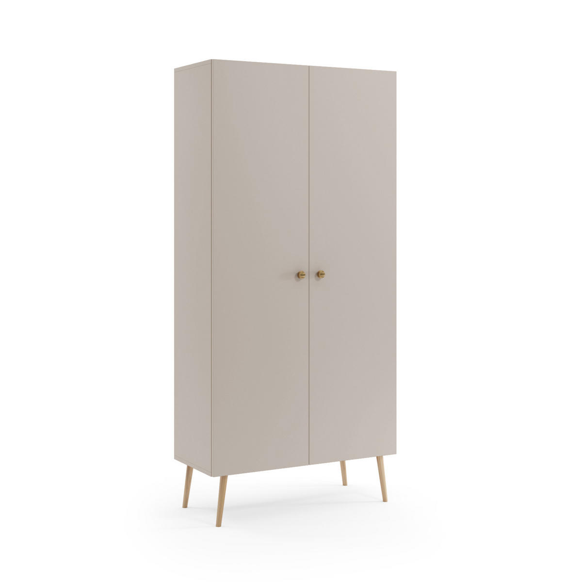 SCHRANK Kaschmir Boho Tief Holzbeine 5 Regale - Beige, Holzwerkstoff (87/212/41cm) - Sepro Meble