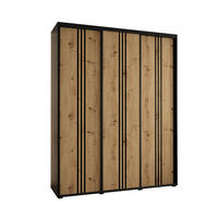 SCHWEBETÜRENSCHRANK 235,2/190/60 3-türig - Schwarz/Eiche Artisan, Holz/Metall (190/235/60cm) - Abiks Möbel