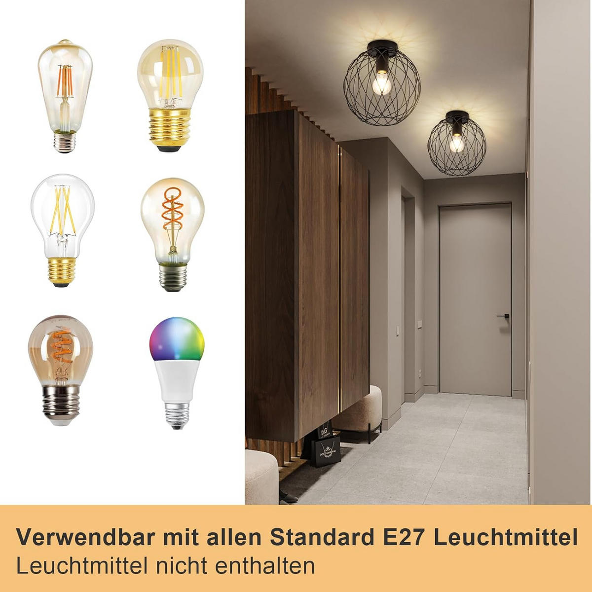 DECKENLEUCHTE Funkelh 20/19/20 cm - Schwarz, Metall (20/20/19cm) - ZMH