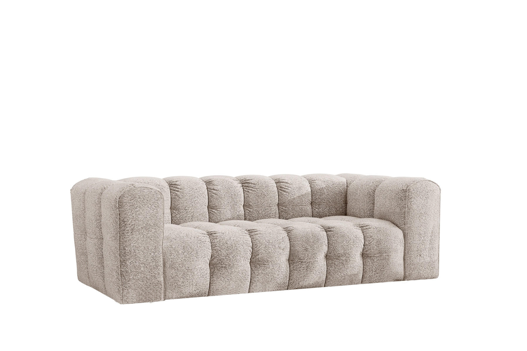 SOFA 3-Sitzer, Komfort, BALOO, Stoff Schenille & Bouclé, Ecru - Ecru, Holz (222/75/106cm) - Kaiser Möbel