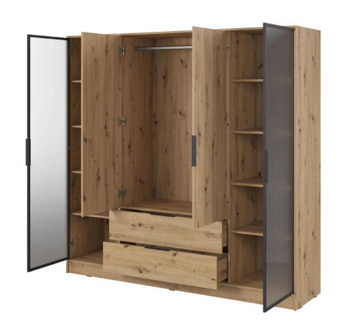 SCHRANK Artisan Eiche Mit Regalen Und Schubladen - Multicolor, Holzwerkstoff (206/200/51cm) - Sepro Meble