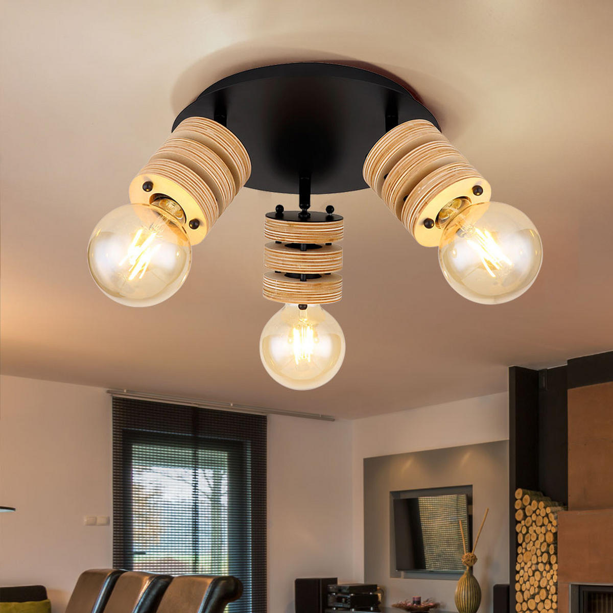 DECKENLEUCHTE ANGELINE Metall Braun - Braun, Metall (28/28/17.5cm) - Globo Lighting