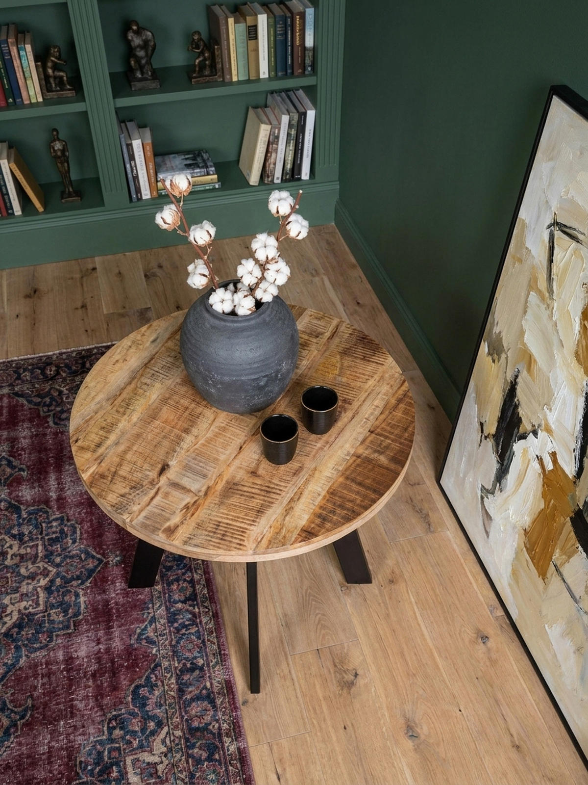 ESSZIMMERTISCH – Rund Mango Massivholz 80x80x75 cm Metallbeine Modern - Schwarz/Braun, Holz/Metall (80/80/75cm) - KADIMA DESIGN