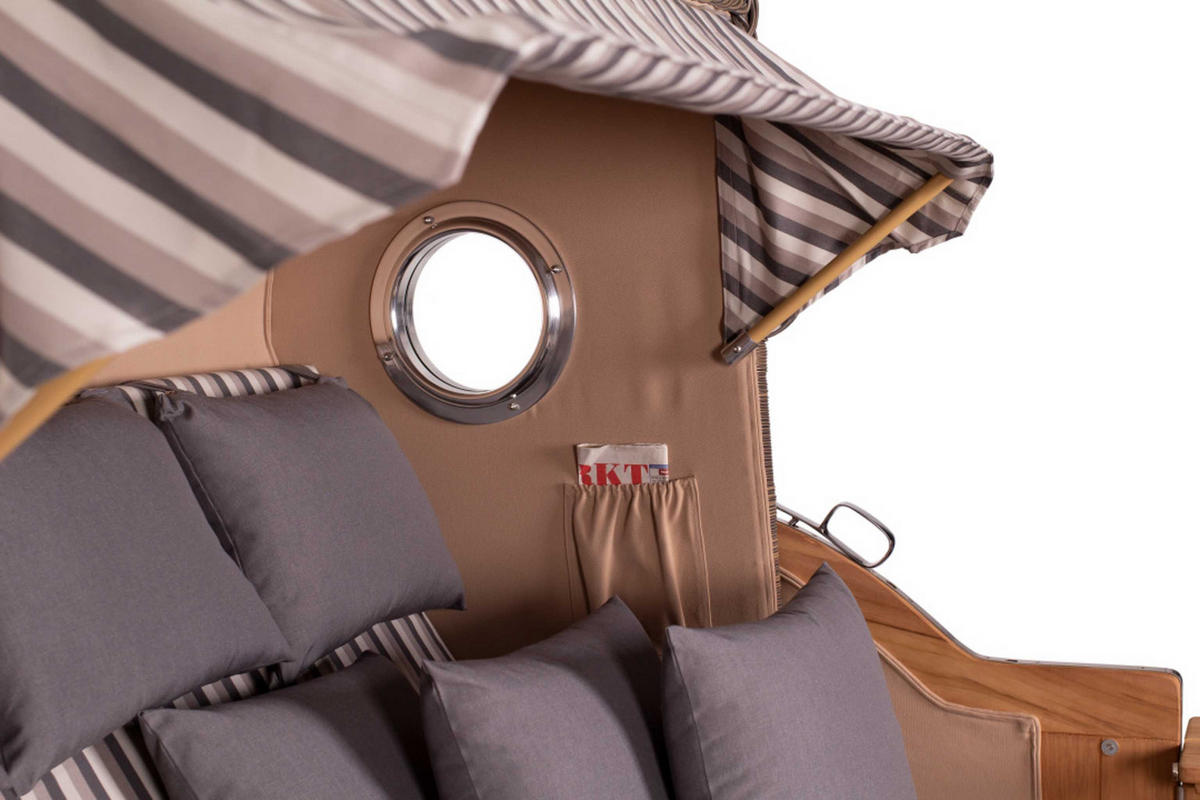 STRANDKORB XXL Düne Grande Teak PE Grey - Braun/Grau, Metall (170/170/95cm) - Mr. Deko