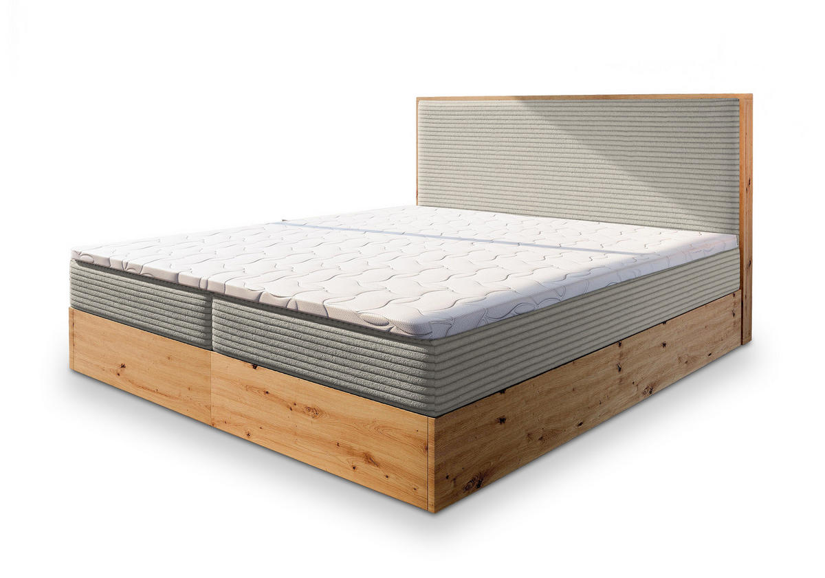 POSTEL BOXSPRING VERDON 140x200 cm, s matrací a úložným prostorem, béžová - béžová, kompozitní dřevo/textil (140/200cm) - MASSENO