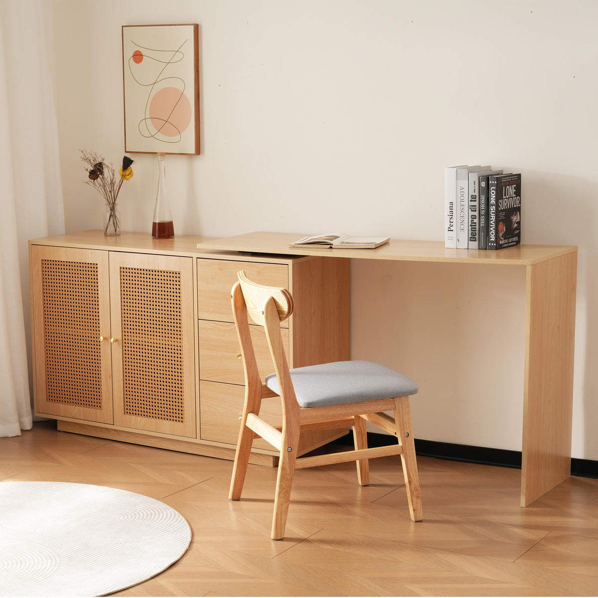 SIDEBOARD mit Türen & Schubladen in Eichenoptik - Eichefarben, Holzwerkstoff (126/75/40cm) - Urban Meuble
