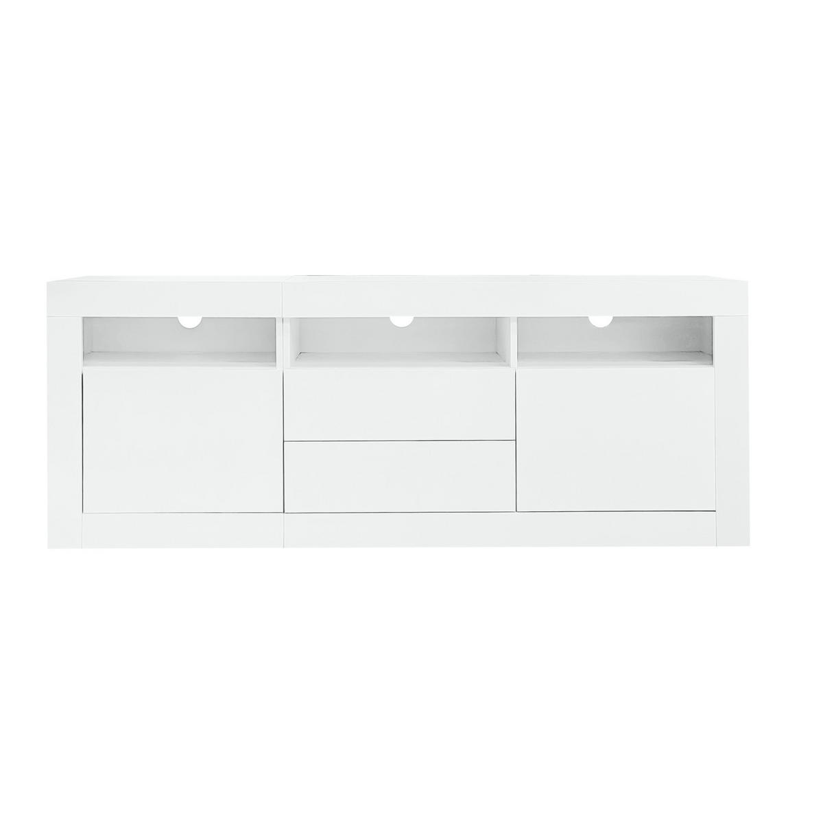 LOWBOARD 160/35/60 cm aus Spanplatte mit LED-Beleuchtung und Hochglanzfront Weiß - Weiß, Holzwerkstoff (160/60/35cm) - Modenvie