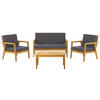 LOUNGE SET 4-Sitzer Hellbraun Auflagen dunkelgrau Pallano - Hellbraun/Dunkelbraun, Holz - Beliani