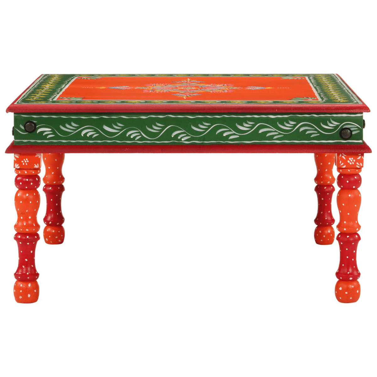 COUCHTISCH Orange Handbemalt Massivholz Mango - Orange, Holzwerkstoff (54/54/30cm) - furnicato