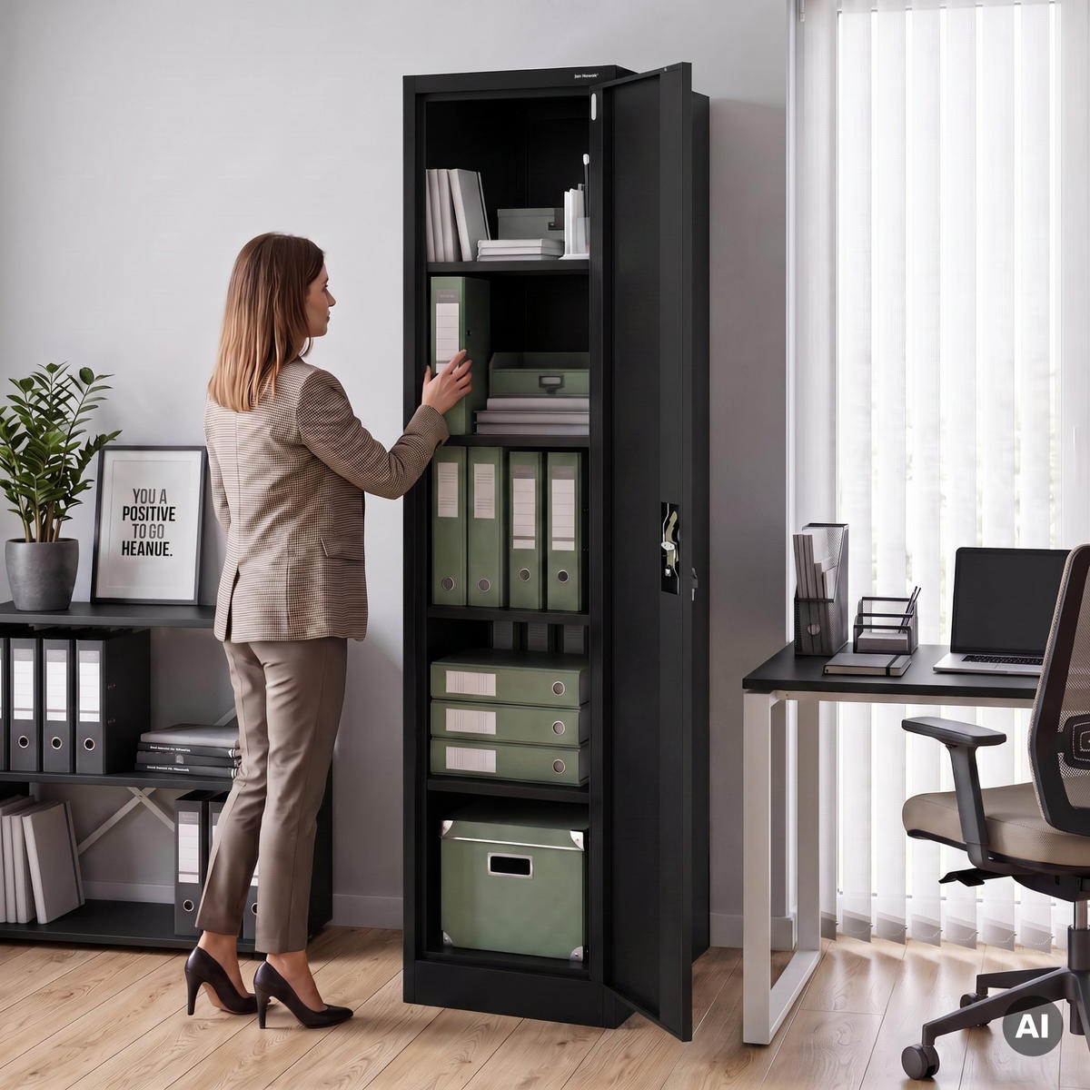 AKTENKABINETT ALEX D600 - Schwarz, Metall (45/185/60cm) - Jan Nowak