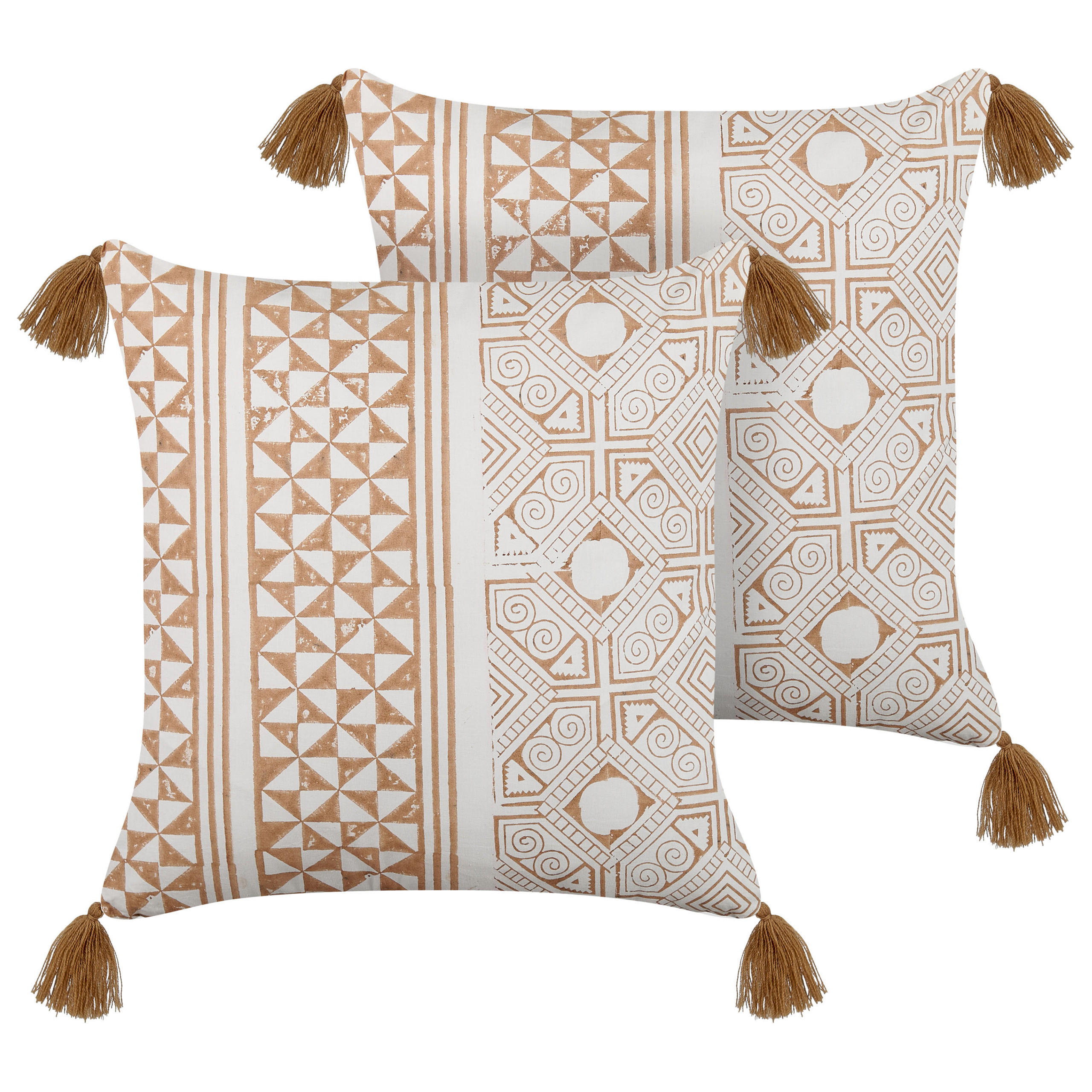 DEKOKISSEN 2er-Set Hellbraun 45/45 cm Malus - Hellbraun, Naturmaterialen/Textil (45/45cm) - Beliani