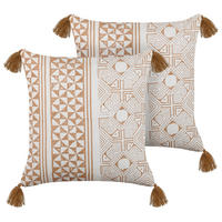 DEKOKISSEN 2er-Set Hellbraun 45/45 cm Malus - Hellbraun, Naturmaterialen/Textil (45/45cm) - Beliani