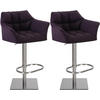 BARHOCKER 2er Set Stoff Lila - Edelstahlfarben/Lila, Textil/Metall (64/88/45cm) - CLP