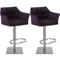 BARHOCKER 2er Set Stoff Lila - Edelstahlfarben/Lila, Textil/Metall (64/88/45cm) - CLP