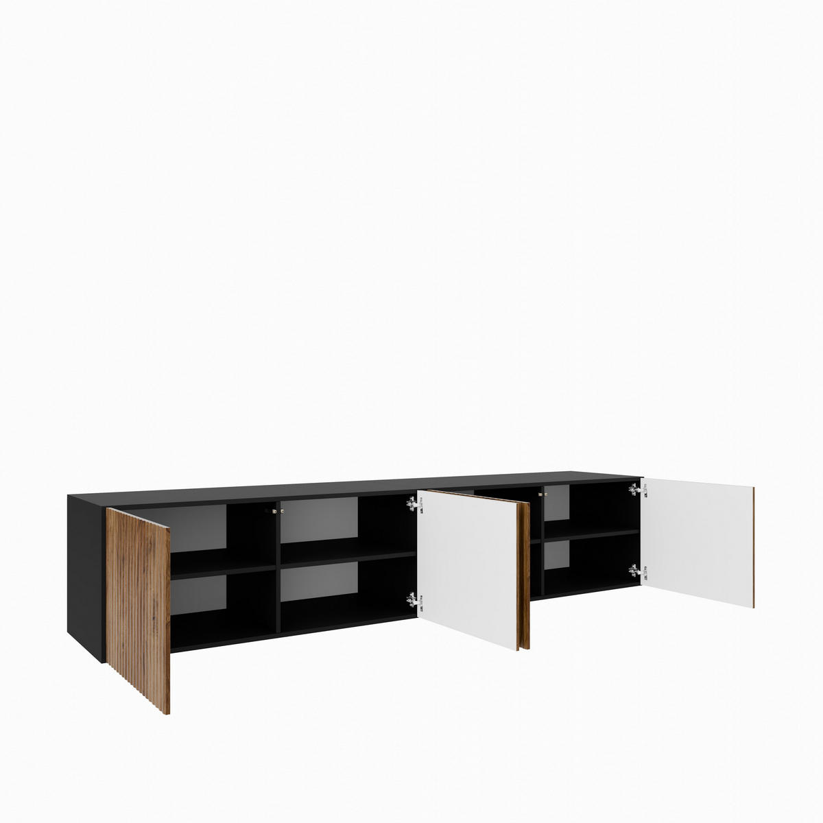 LOWBOARD VAREN 200/41/40 cm, Hängender TV-Schrank Schwarz / Eichefarben - Eichefarben/Schwarz, Holzwerkstoff (200/41/40cm) - MASSENO