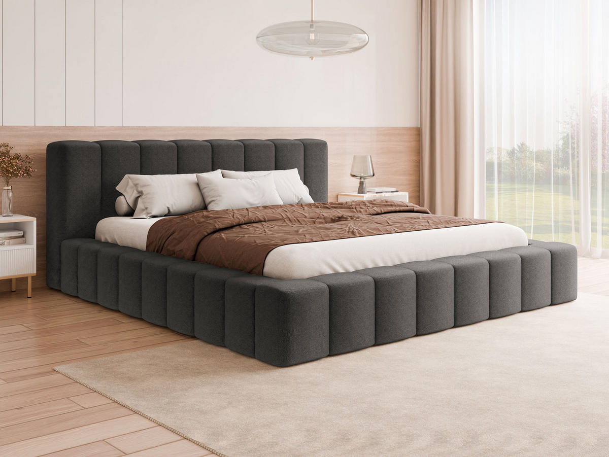 POLSTERBETT Makira - Dunkelgrau, Holz/Holzwerkstoff (200/200cm) - MIRJAN24