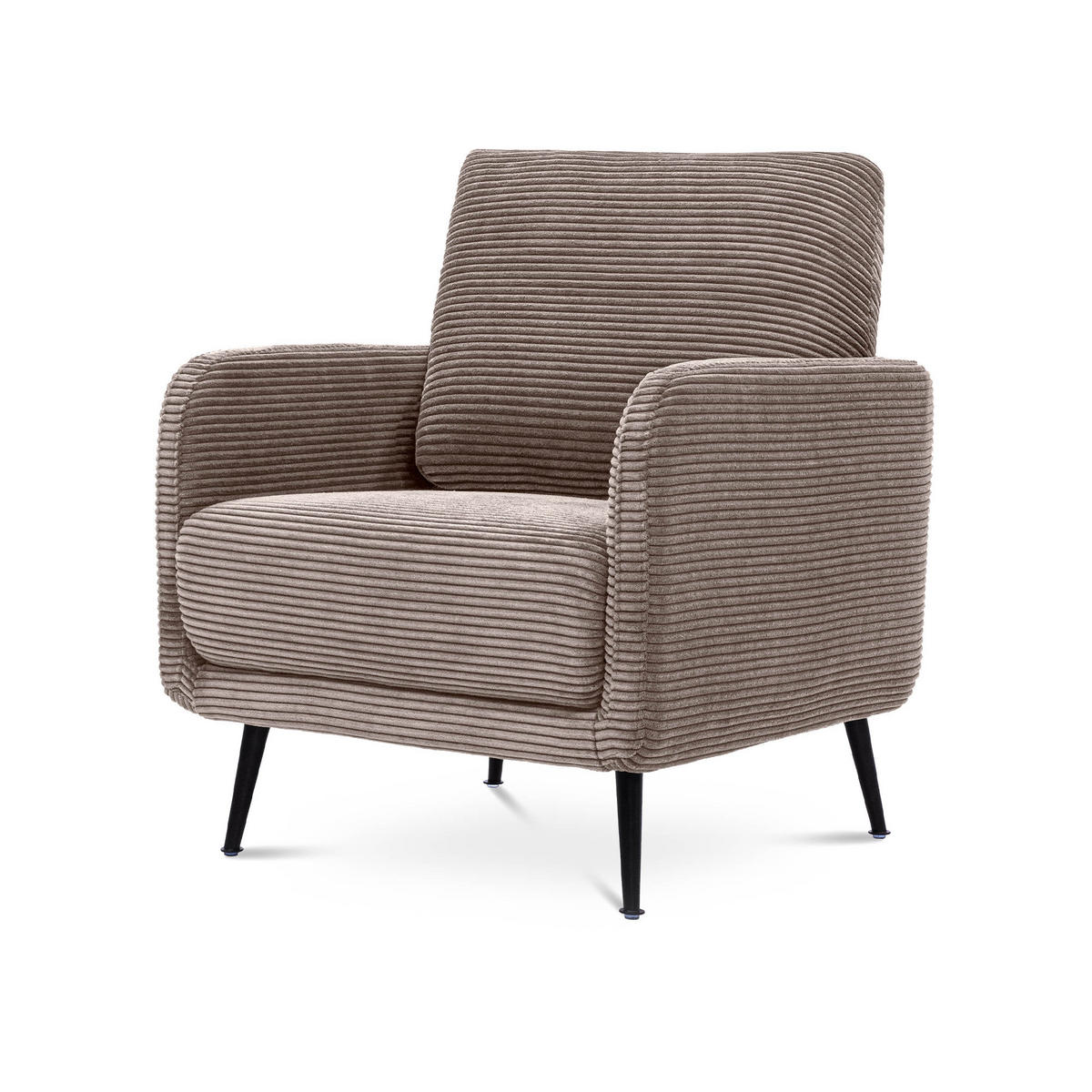 DESIGNER-SESSEL Emma aus Cord in Taupe - Taupe/Schwarz, Holz/Holzwerkstoff (71/81/75cm) - Sicaan