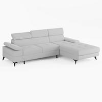 ECKSOFA VENTO Rechts Ecru Velours Easy Clean L-Form Couch mit Schlaffunktion & Bettkasten - Ecru/Schwarz, Holz (261/190cm) - Barchello