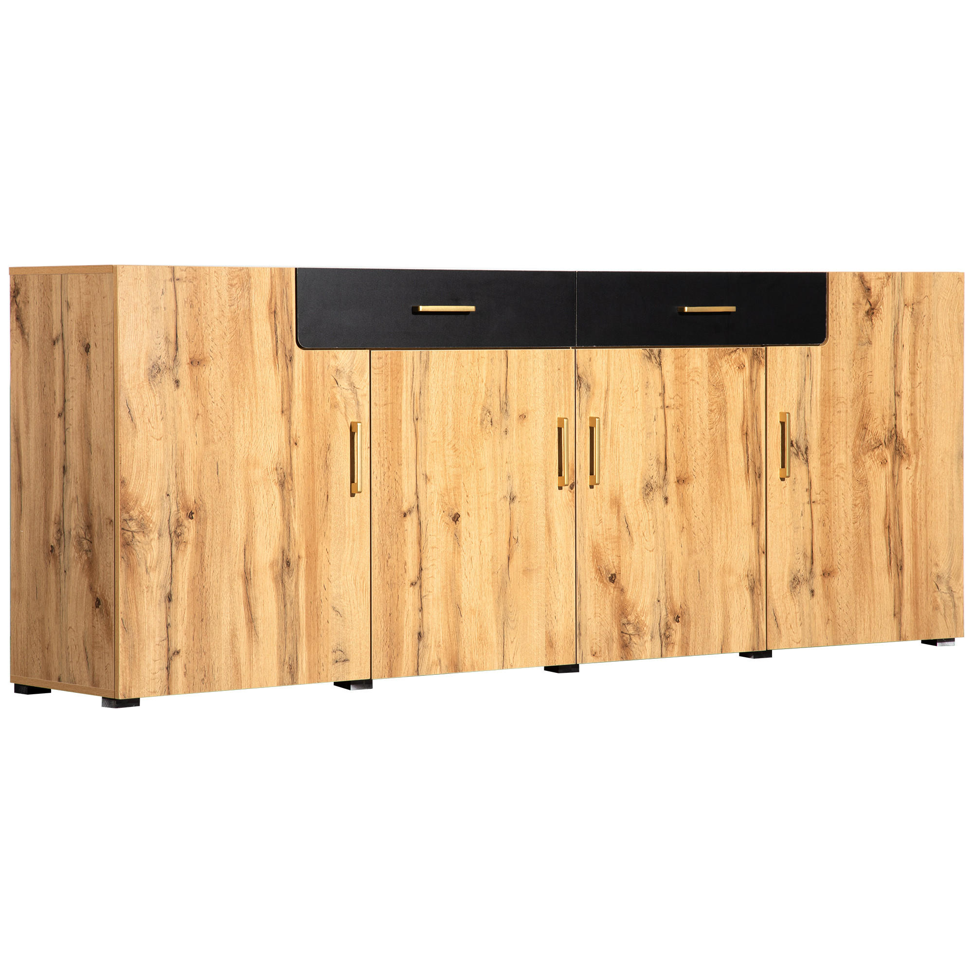 SIDEBOARD Holz- und Schwarzoptik 208/39,5/80 cm - Braun, Holzwerkstoff (39.5/80/208cm) - Urban Meuble