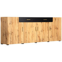 SIDEBOARD Holz- und Schwarzoptik 208/39,5/80 cm - Braun, Holzwerkstoff (39.5/80/208cm) - Urban Meuble