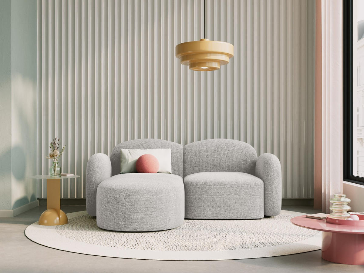 ECKSOFA links Blair aus Chenille-Stoff silber meliert 3 Sitzplätze - Silberfarben, Textil (155/194cm) - Micadoni