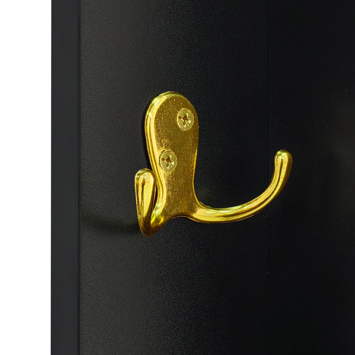 IN Schwarz Kleiderschrank-Set mit Schuhbank und Kissen, Garderobenfront mit Haken für Flur, B60.5/T35.2/H180.5cm - Goldfarben/Schwarz, Holzwerkstoff/Metall (60.5/180.5/35.2cm) - STILVORA