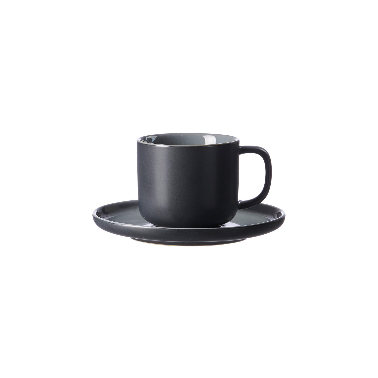 KAFFEETASSEN MIT UNTERTASSEN Jasper Schwarz 240 ml 4er Set - Schwarz, Keramik (15/9/15cm) - Ritzenhoff Breker