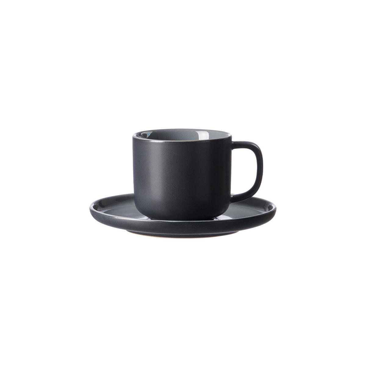 KAFFEETASSE MIT UNTERTASSE Jasper Schwarz 240 ml - Schwarz, Keramik (15/9/15cm) - Ritzenhoff Breker