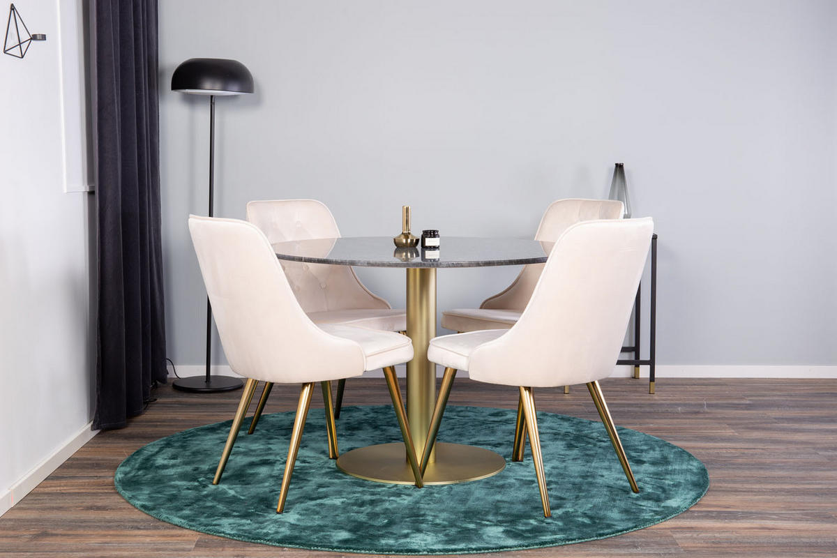 TISCHGRUPPE Beige - Beige/Messingfarben, Holzwerkstoff (106/75/106cm) - ebuy24
